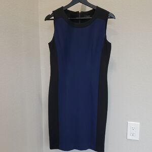 Ann Taylor Blue and Black Sleeveless Sheath Dress